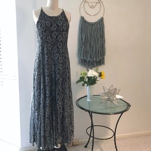 Vintage Grey/ Silver Maxi Halter Neck Dress